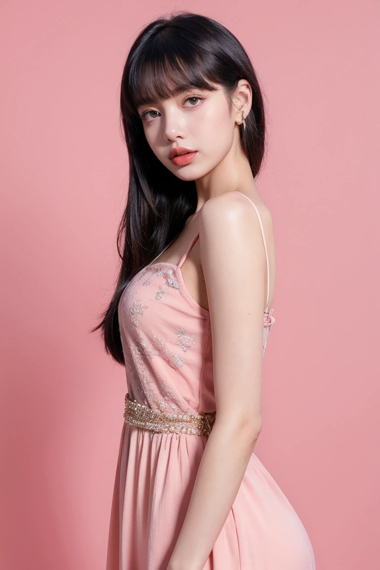 Burgundy long hair、GUCCI clutch bag、No watch、Gold Rings、Coral pink lip、Selfie in front of the mirror、Center of gravity on the hips、Blue floral bustier、Organza long sleeves、(((Accurate hands、Accurate Face)))