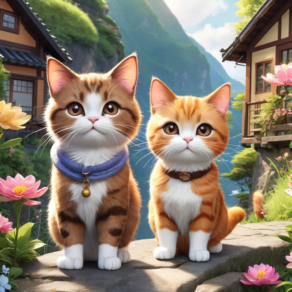 These scenes are depicted in a highly realistic style.、Make sure the cat's facial expressions and movements are exaggerated like a human's。
The main character is a brown cat with cute, chubby eyes. The main character is the same. Mimi and Owen are on a journey to find a magic flower.、Walking along steep mountain paths and beautiful riversideimi's courage and wisdom are being tested.、Sometimes we face difficulties but we keep moving forward。