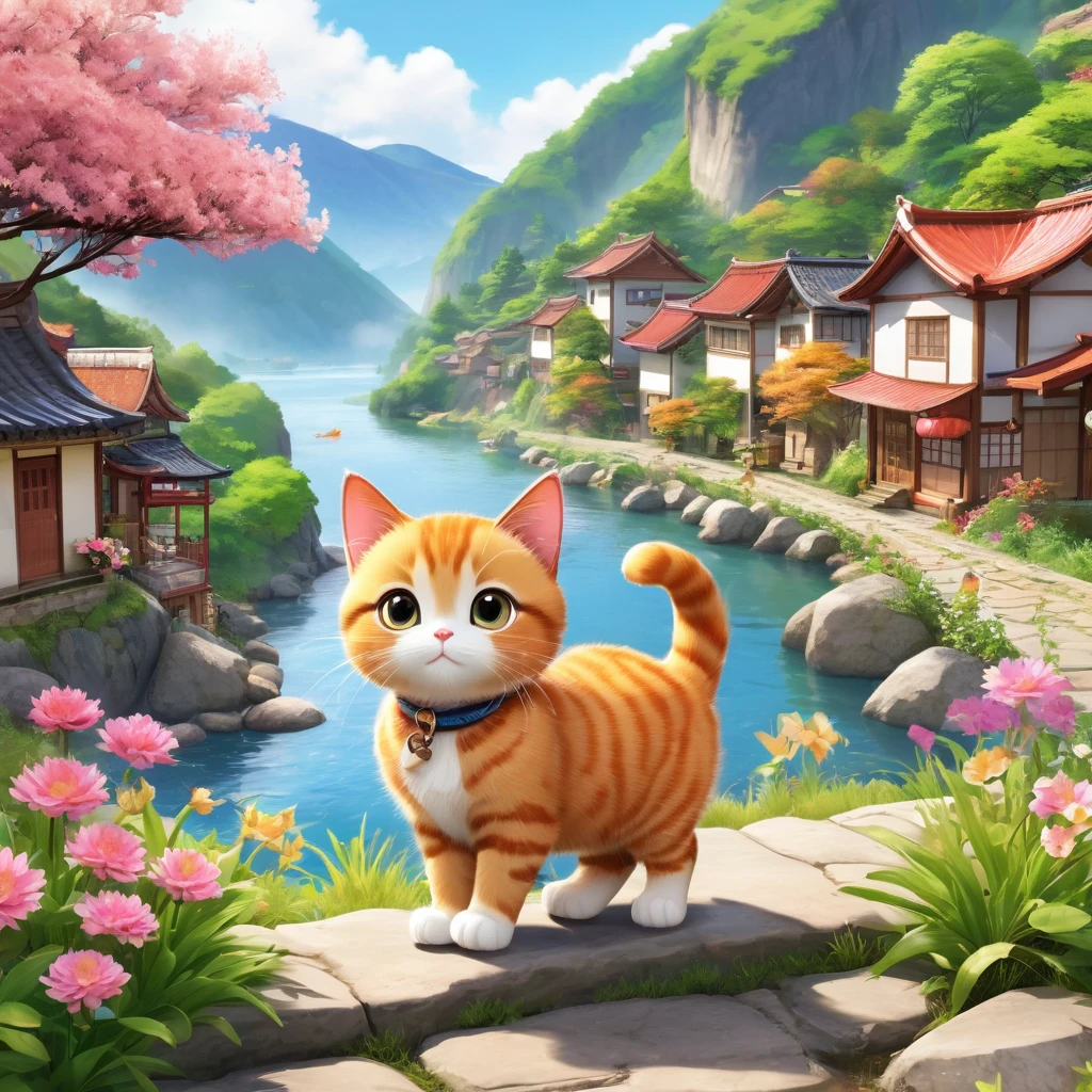These scenes are depicted in a highly realistic style.、Make sure the cat's facial expressions and movements are exaggerated like a human's。
The main character is a brown cat with cute, chubby eyes. The main character is the same. Mimi and Owen are on a journey to find a magic flower.、Walking along steep mountain paths and beautiful riversideimi's courage and wisdom are being tested.、Sometimes we face difficulties but we keep moving forward。