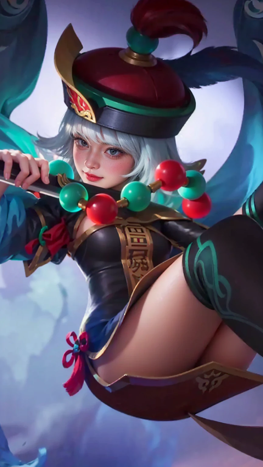 a close up of a woman wearing a red hood like a ruby ​​wearing a patch over one eye, shadowbringers cinematic, 4 k detail fantasy, a beautiful fantasy empress, game cg, xianxia fantasy, xianxia hero, 2. 5 d cgi anime fantasy artwork, cinematic goddess close shot, ruan jia and artgerm, wow 4 k detail fantasy, hyperdetailed fantasy character, (8k, RAW photo, photorealistic:1.25) ,( lipgloss, eyelashes, glosace, glossy skin, best quality, ultra highres, depth of field, chromatic aberration, caustics, Broad lighting, natural shading,) looking at viewer with a serene and goddess-like happiness, smile.