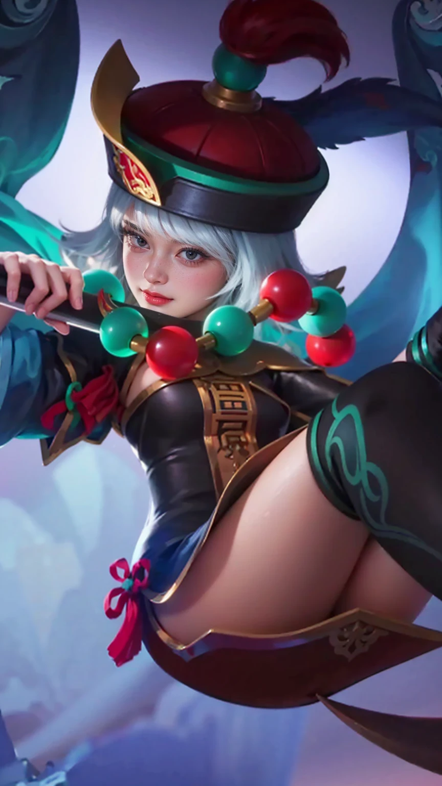 a close up of a woman wearing a red hood like a ruby wearing a patch over one eye, shadowbringers cinematic, 4 k detail fantasy, a beautiful fantasy empress, game cg, xianxia fantasy, xianxia hero, 2. 5 d cgi anime fantasy artwork, cinematic goddess close shot, ruan jia and artgerm, wow 4 k detail fantasy, hyperdetailed fantasy character, (8k, RAW photo, photorealistic:1.25) ,( lipgloss, eyelashes, glosace, glossy skin, best quality, ultra highres, depth of field, chromatic aberration, caustics, Broad lighting, natural shading,) looking at viewer with a serene and goddess-like happiness, smile.