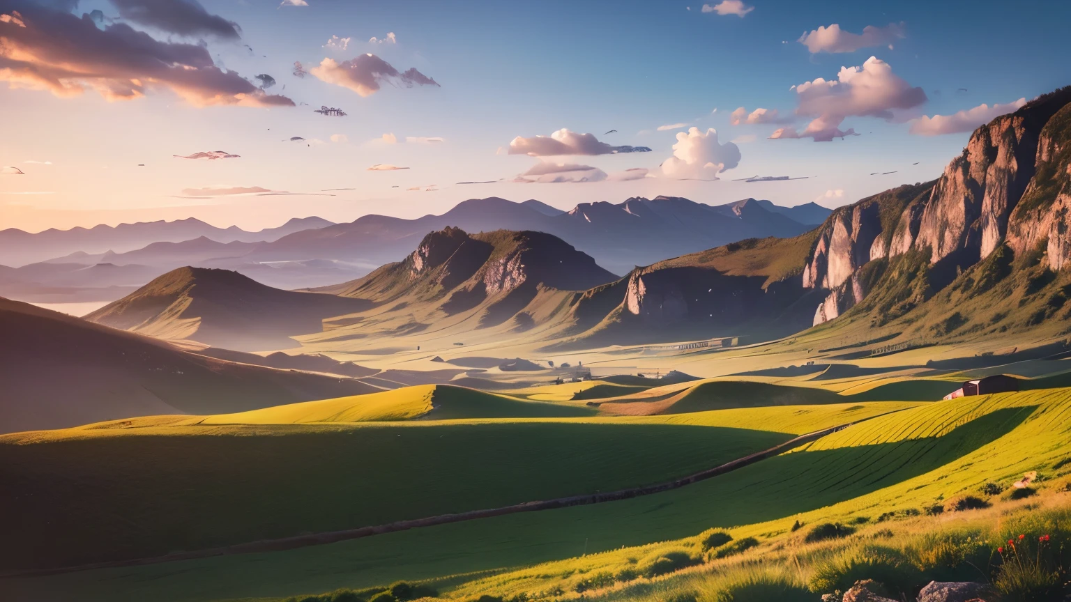 Best of the best, highest quality, ultra-detailed, ultra-fine, 4K, 8K, rural landscape