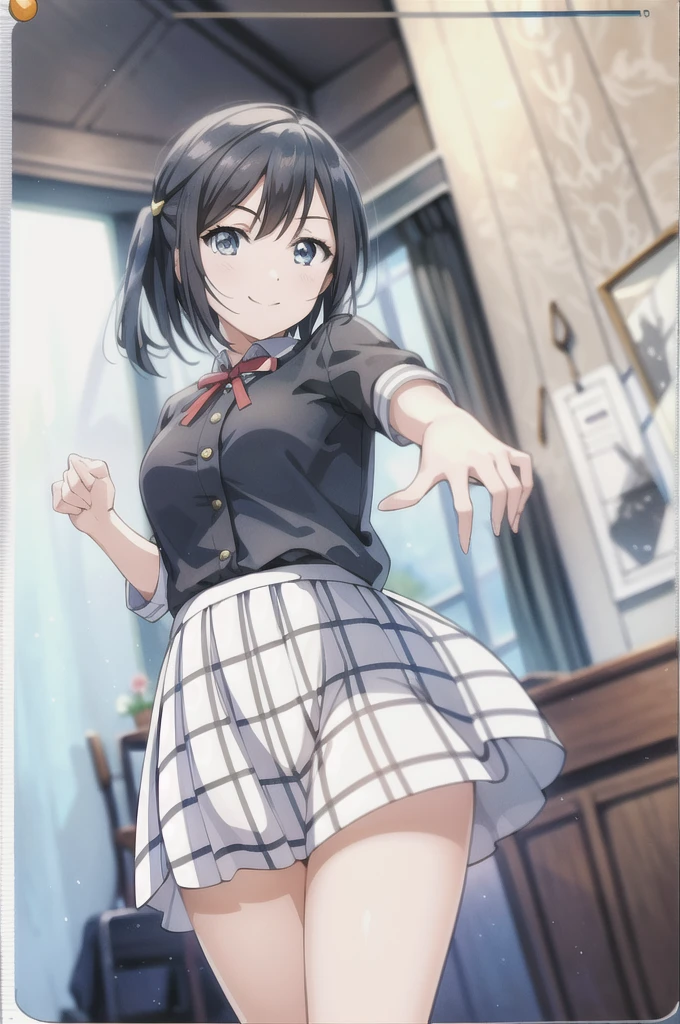 (Highest quality, masterpiece:1.2), One Girl, alone, anime, anime screencap,  Ray Tracing, Global Illumination, ultra hi resolution picture, Bright colors,  Cinematic Light,  Lens flare,  Light on the face, Glowing Eyes,  Written boundary depth, Happy, Detailed Background, cute,  straight, smile, 
 Yuki Setuna，short hair，Smell yourself