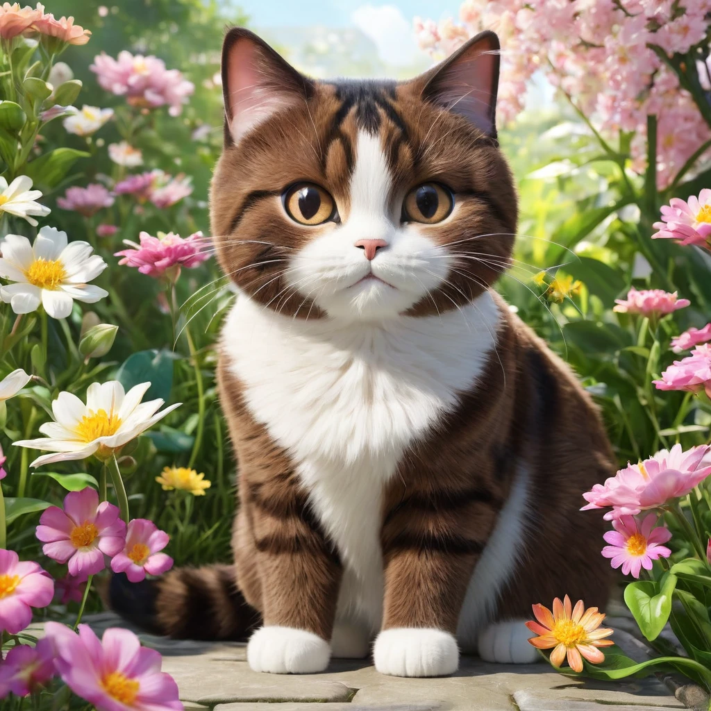 These scenes are depicted in a highly realistic style.、Make sure the cat's facial expressions and movements are exaggerated like a human's。
The main character is a chubby brown cat with cute eyes. The main character is the one who never changes. Finally, Mimi finds the magic flower.。She was struck by its beauty、His expression is full of surprise and emotion.。The light emitted from the flowers gently illuminates Mimi's face.。