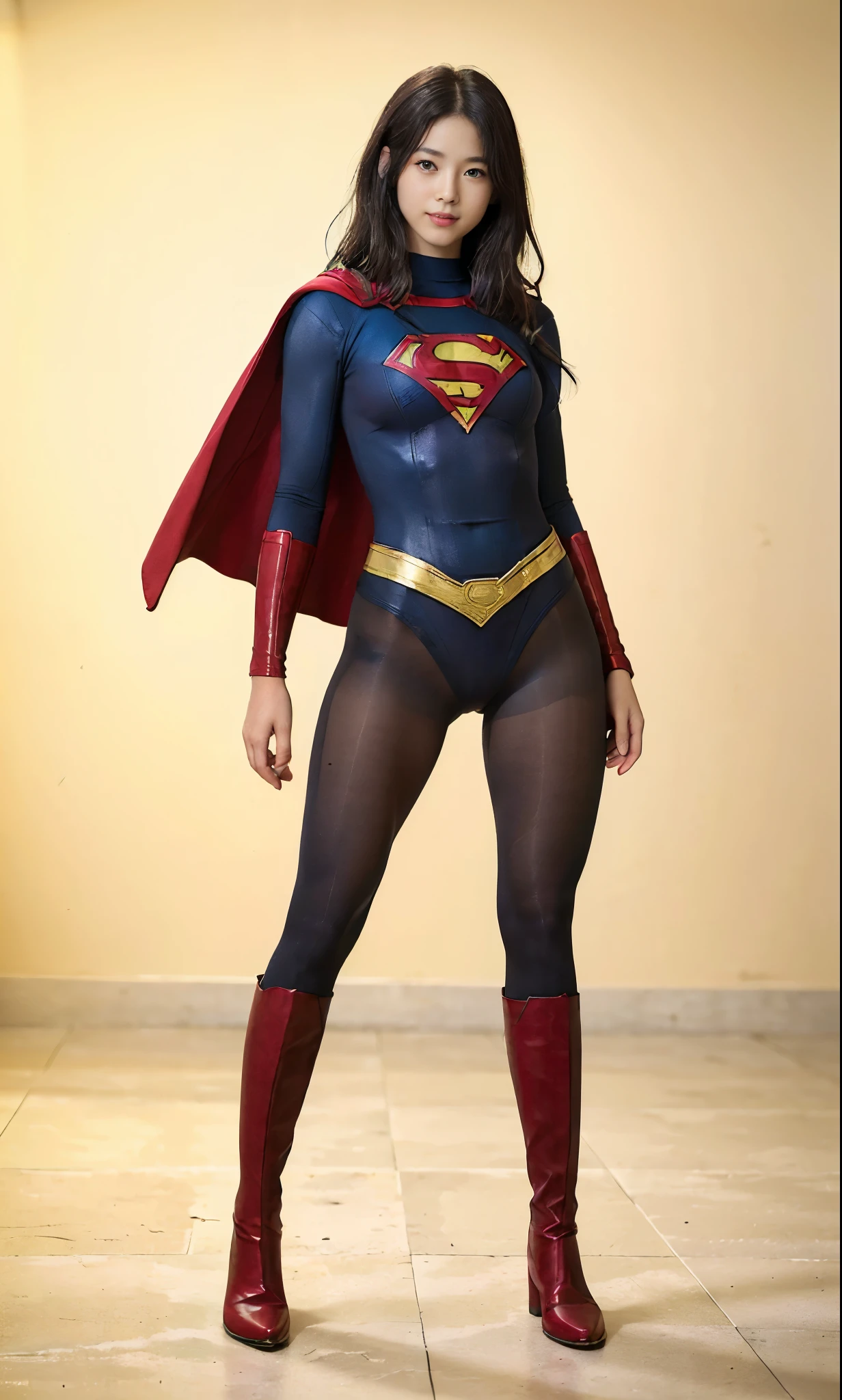 No background、(((Beautiful legs in black tights.)))、(((Legally express the beauty of your smile)))、((((Make the most of your original images)))、(((体にぴったりフィットするSupergirl Costume)))、(((Supergirl Costume)))、(((short and beautiful hair)))、(((suffering)))、(((Please wear black tights....、Wear red boots)))、((Best image quality、8k))、((Highest quality、8k、masterpiece:1.3))、(((Preserve background )))、Sharp focus:1.2、Beautiful woman with perfect figure:1.4、Slim Abs:1.2、Wet body:1.5、Highly detailed face and skin texture、8k