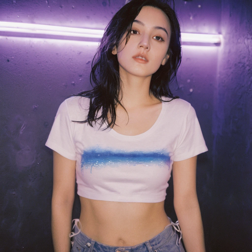 xxmixgirl, 1girl wet tshirt look sexy, splash detailed, surreal dramatic lighting shadow (lofi, analog), kodak film by Brandon Woelfel Ryan McGinley