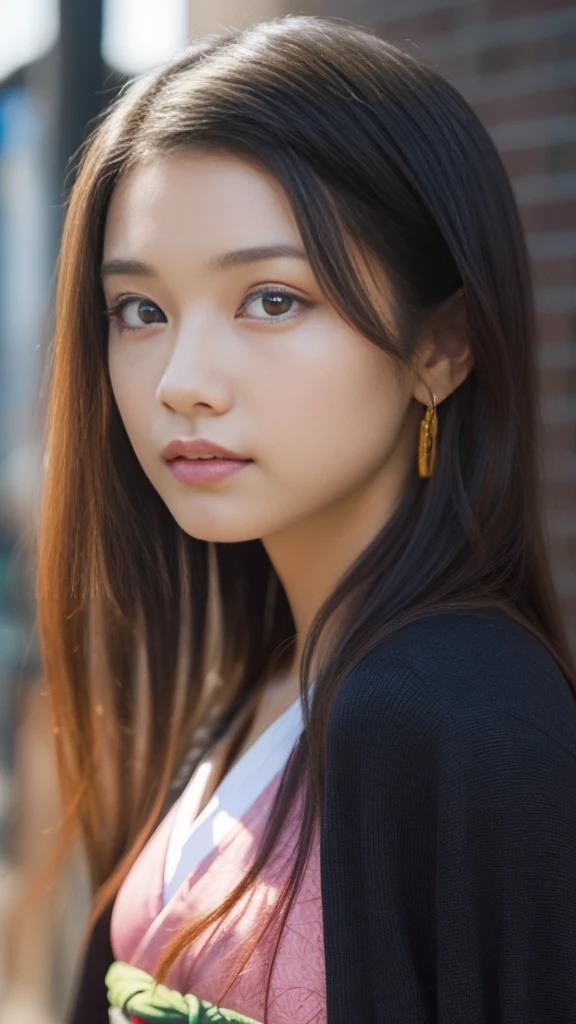 Cute Japanese woman, (16 years old), (Very cute face: 1.3), White moist skin, Looking at the camera, Melancholy expression,
BREAK,
Idol,
BREAK,
(Wearing cute kimono: 1.3), (Highly revealing kimono), Very large earrings, Short length,
BREAK,
(Fighting pose: 1.3),
BREAK,
(Long hair), (Pink hair: 1.2), (Wavy hair), (Gradient hair: 1.3), (Red hair at the ends),
BREAK,
(Realistic: 1.3), Masterpiece, Perfect lighting, (Ultra-high resolution), (8K), (Highly detailed: 1.4), (From the front), (Full body: 1.3), (Symmetrical: 1.2),
BREAK,
(Japanese city streets: 1.2),
BREAK,
(Demon Slayer: 1.4),
BREAK,
(Kasumi Arimura: 1.4),