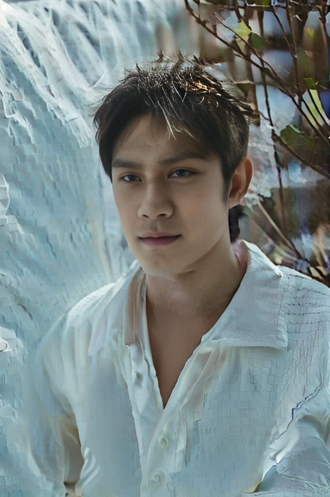 Alphad Asian man in a white shirt looks at the camera, Shin Jinying, Kim Do-young, Male ulzzang, Cai Xukun, South Korean male, jinyoung shin aesthetic, wan adorable korean face, handsome young man face, jaeyeon nam, Kim Tae-joon, hyung tae, inspired by jeonseok lee, headshot profile picture, korean artist, jung jaehyun