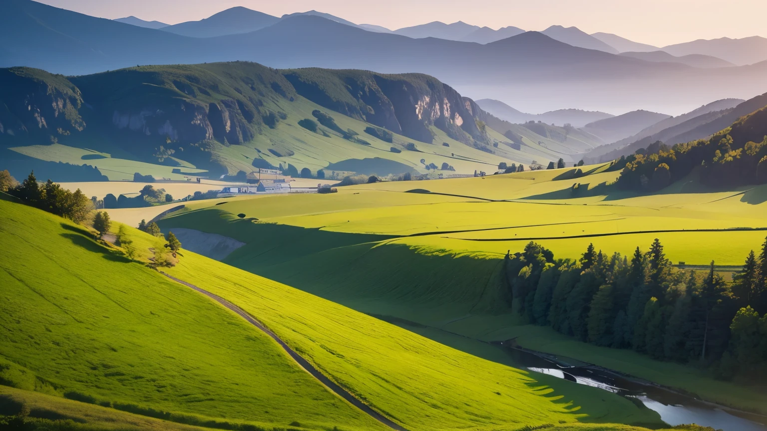Best of the best, highest quality, ultra-detailed, ultra-fine, 4K, 8K, rural landscape