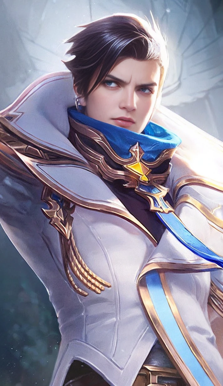 (disorganized, High resolution, super detailed), 1 boys, Constellation - Aries Goddess , alone, mature, baroque, long dress, long sleeve, elegant, colorful, most detailed, Upper body , sunset hair . eyes of fire . Brave, purposeful, productive, The face of an enterprising humanitarian .