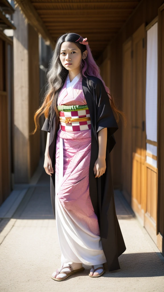 Cute Japanese woman, (), (Very cute face: 1.3), White moist skin, Looking at the camera, Melancholy expression,
BREAK,
Idol,
BREAK,
(Wearing cute kimono: 1.3), (Highly revealing kimono), Very large earrings, Short length,
BREAK,
(Fighting pose: 1.3),
BREAK,
(Long hair), (Pink hair: 1.2), (Wavy hair), (Gradient hair: 1.3), (Red hair at the ends),
BREAK,
(Realistic: 1.3), Masterpiece, Perfect lighting, (Ultra-high resolution), (8K), (Highly detailed: 1.4), (From the front), (Full body: 1.3), (Symmetrical: 1.2),
BREAK,
(Japanese city streets: 1.2),
BREAK,
(Demon Slayer: 1.4),
BREAK,
(Kasumi Arimura: 1.4),