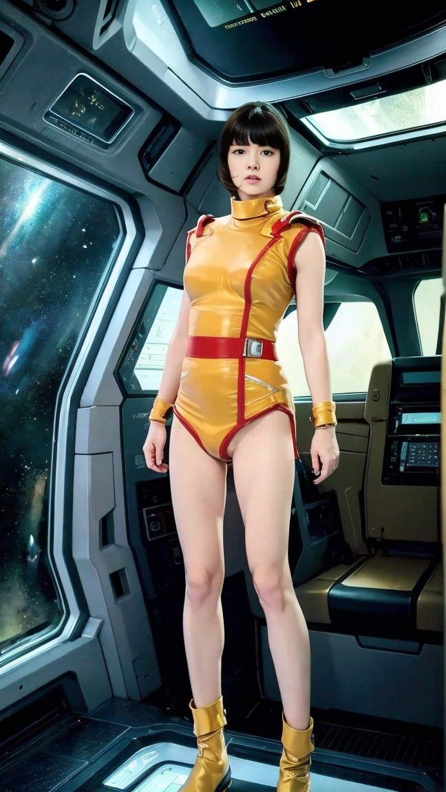 (8k、RAW Photos、Highest quality、masterpiece:1.2、Perfect Anatomy)、(Realistic、Realistic、Full body photo)、1 female、(((Small breasts)))、Short Hair、Fa Yuili、Costumes、Being inside a spaceship