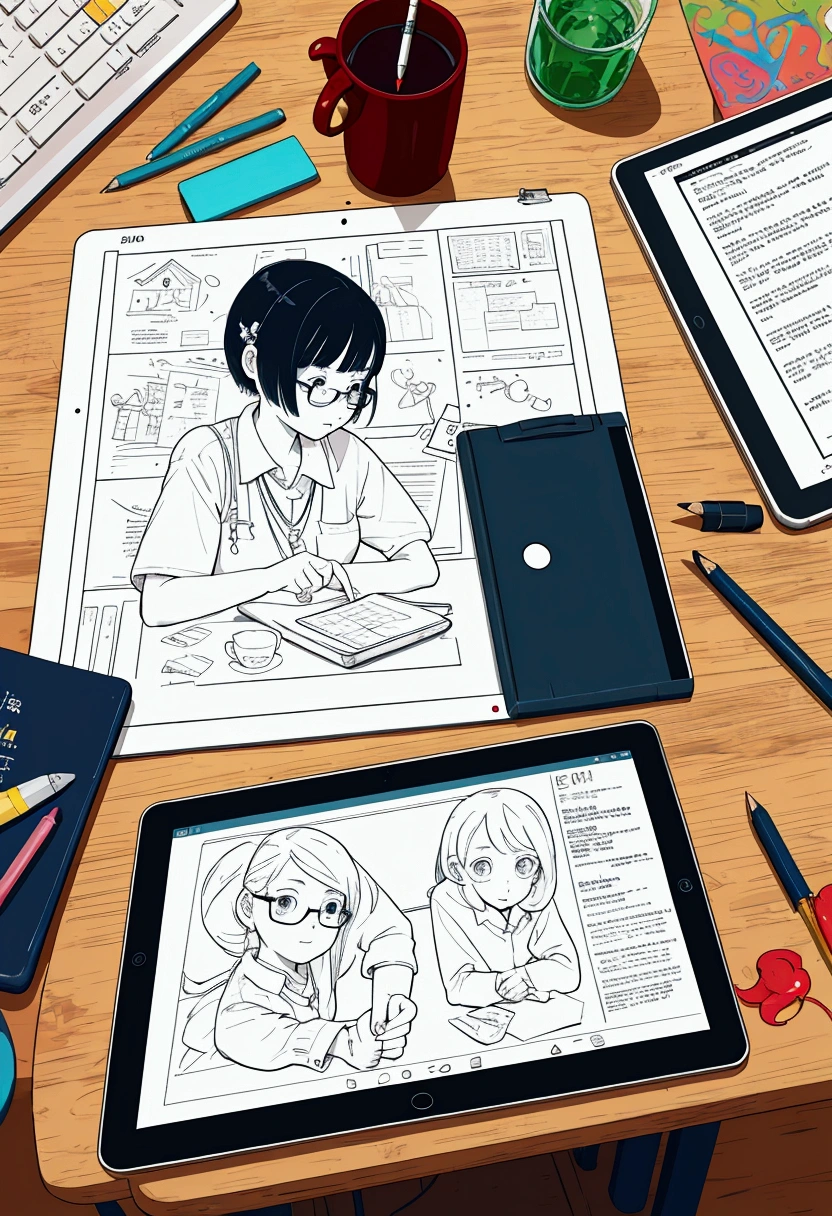 Illustration Teacher's Day Teacher, Student, Tablet, Pen, Book, Computer