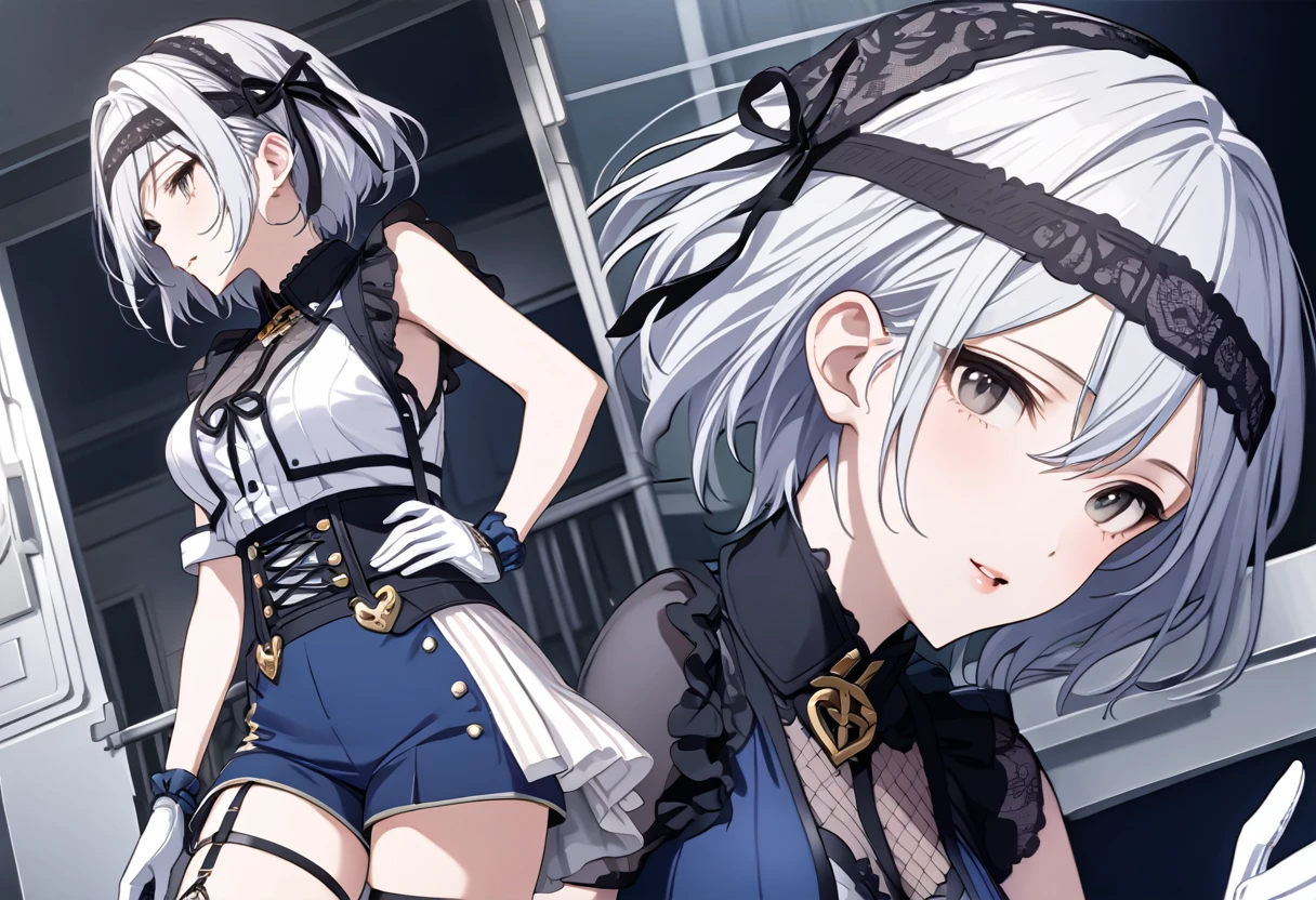 White gloves、shorts、Garter belt、Headband