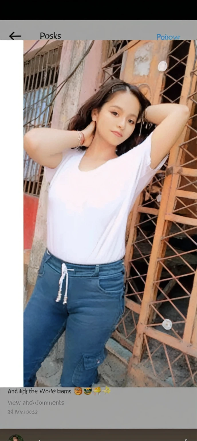 a close up of a woman in jeans and a white shirt, girl next door innocent look, attractive girl, very beautiful girl, cute beautiful, photo of slim girl, young and cute girl, with lovely look, sexy girl, handsome girl, beautiful girl model, beautiful cute, beautiful model girl, 2 4 year old female model, hot with shining sun, in white clothes