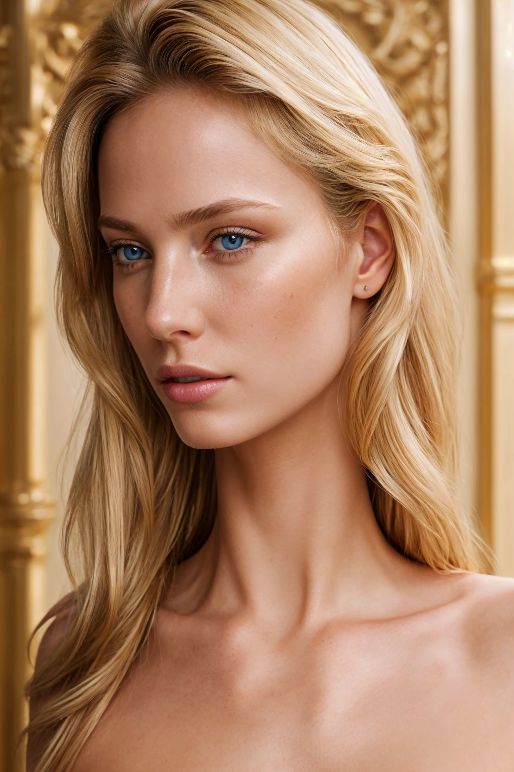 angel, armor gold (masterpiece, best quality, high resolution:1.4), 1girl, angel, skin pores texture, Hair blonde, HD , Photography, movie, cinematic, full Body, Realistic, (8k, RAW photo, best quality, masterpiece:1.2), (realistic, photo-realistic:1.33), best quality, detailed eyes blue, cute,natural lighting, depth of field, film grain, wrinkled skin, sharp, detailed and realistic portrait of a woman ,(freckles:0.5)