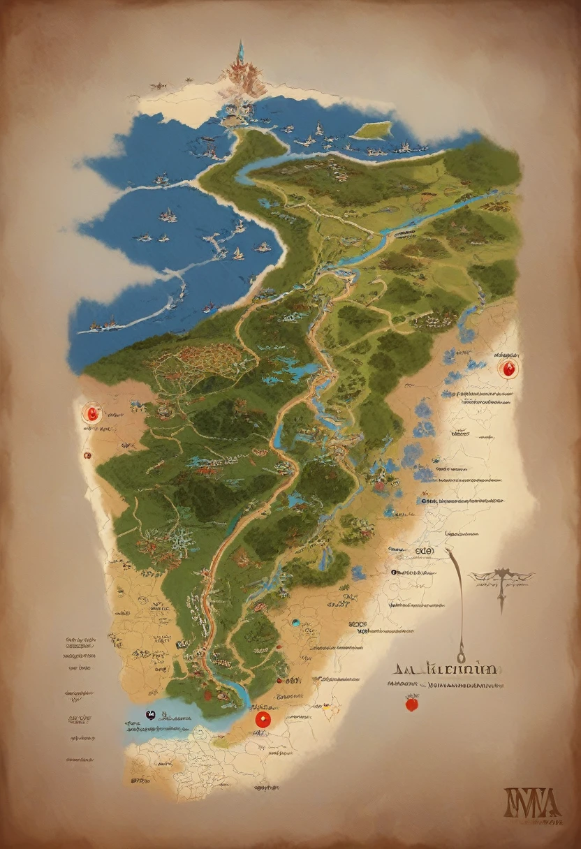 Close-up of world map with many different colors, ancient fantasy regional map, Detailed fantasy map details,Terrain details, Land of advanced races, facing worlds map, steam workshop maps, Fantasy world map, Battle of Warcraft, highly detailed map, Detailed map, Fantasy map, Fantasy map, map of fantacy world, ancient map, Show the kingdom,Sharp and clear boundaries, ultra detailed, black and white ultra-detailed, (masterpiece, high quality:1),