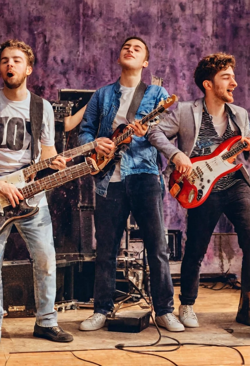 (work of art), (best qualityer), (detailded),photo of a mixed group of musicians of 12 members on a stage