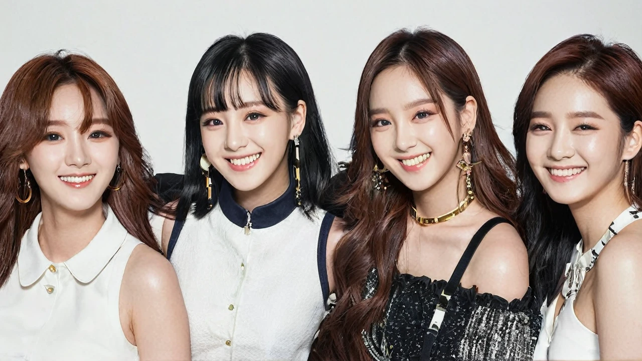 A k pop girl group smiling