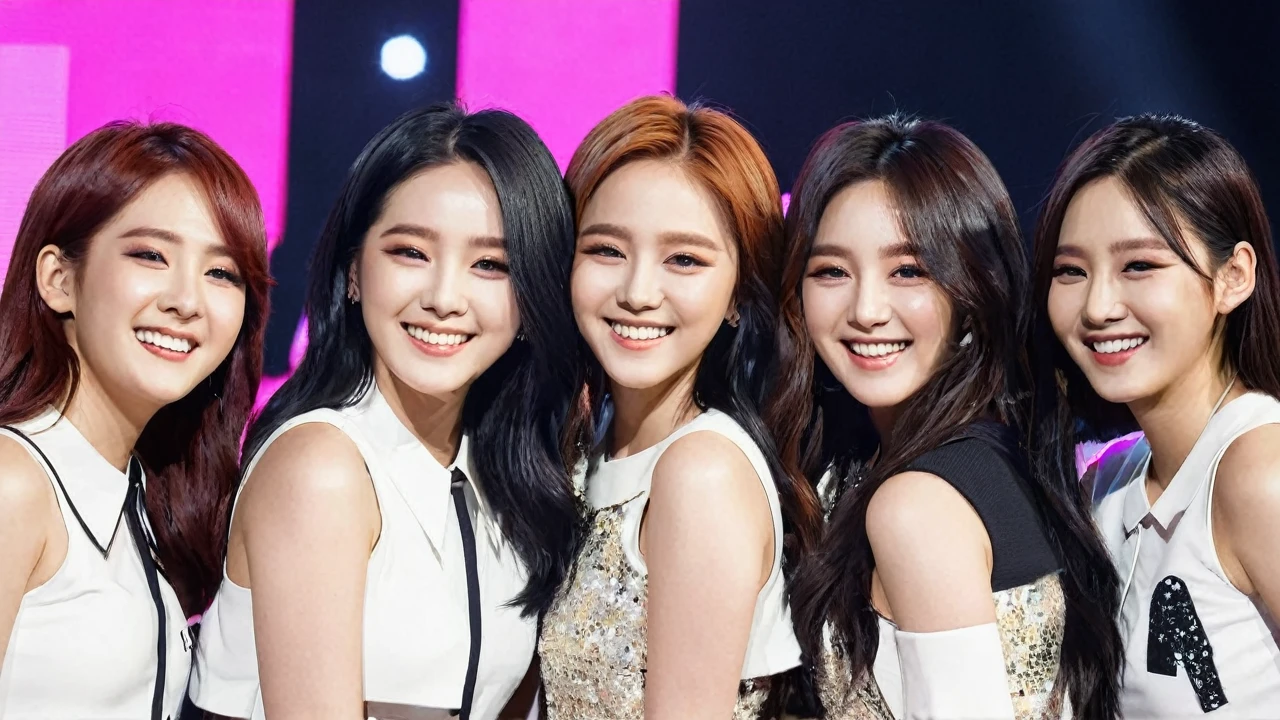 A k pop girl group smiling