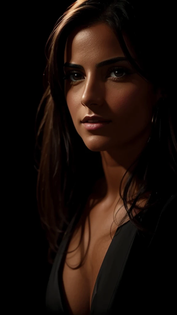 Susana Abaitua Spanish actress, using the best shadow and lighting techniques, to create a mesmerizing portrait that transcends the visual, ultra-realistic image, perfect symmetry, vibrant and clear, dynamic view, high level of detail and definition, 1200 PPI - Photographic resolution with greater color realism, hyperrealisti, high fidelity, cinematic, 8K UHD image resolution.