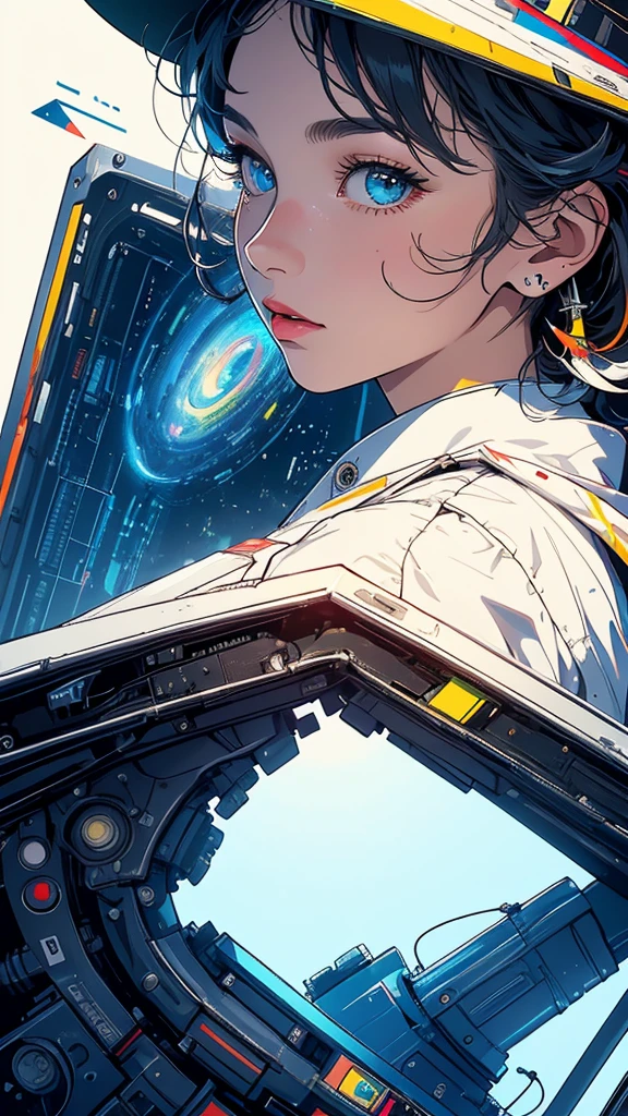 (((masterpiece, highest quality))),(((solo:1.2))),(((1girl:1.2))),32k wallpaper, very detailed, poster, vintage science fiction,(((((geometric cinematic movie poster))))), (bauhaus), shape,(((abstract))),(mid century modern),movie poster,(((((portfolio))))),(((((Close-up))))),(((((bust up))))),((((more various angle)))),(((highlight))),Vast landscape,((((heterochromia)))),(((complete. detailed face))),(((Extremely talented))),(((most complecated machine))),Colorful color scheme