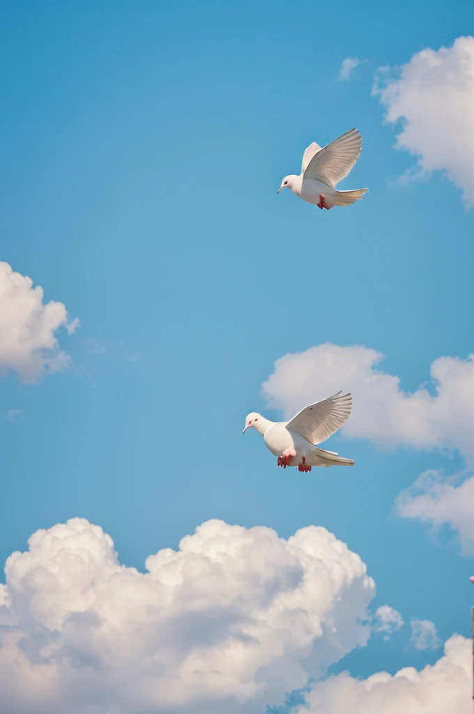 Image a little white dove in the sky
