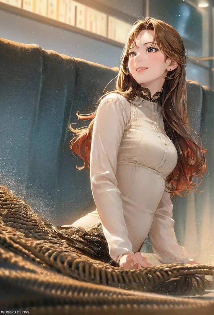 (8k, Highest quality, masterpiece:1.2), (Realistic, Photorealistic:1.37), Very detailed, 1 girl,cute, alone,Midnight,Beautifully detailed skies,Detailed Cafe,Sitting,Dated,(Red nose),(smile:1.15),(Mouth closed) Small breasts,Beautiful attention to detail,Floating Hair NovaFrogStyle,backless dress