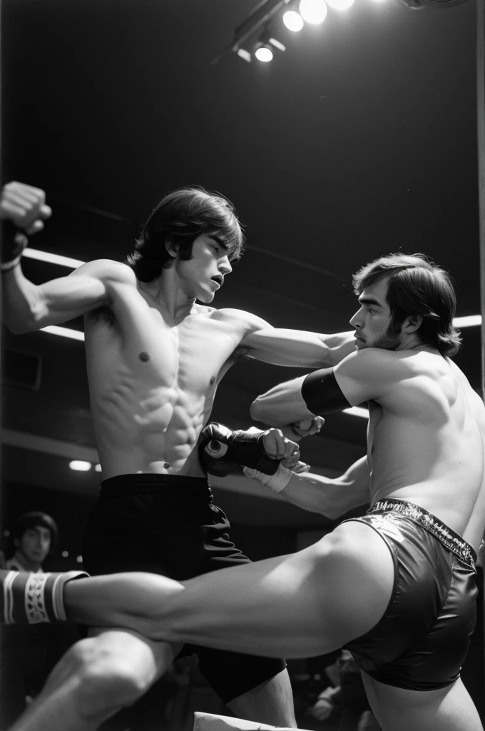Men fighting in a 70s nightclub