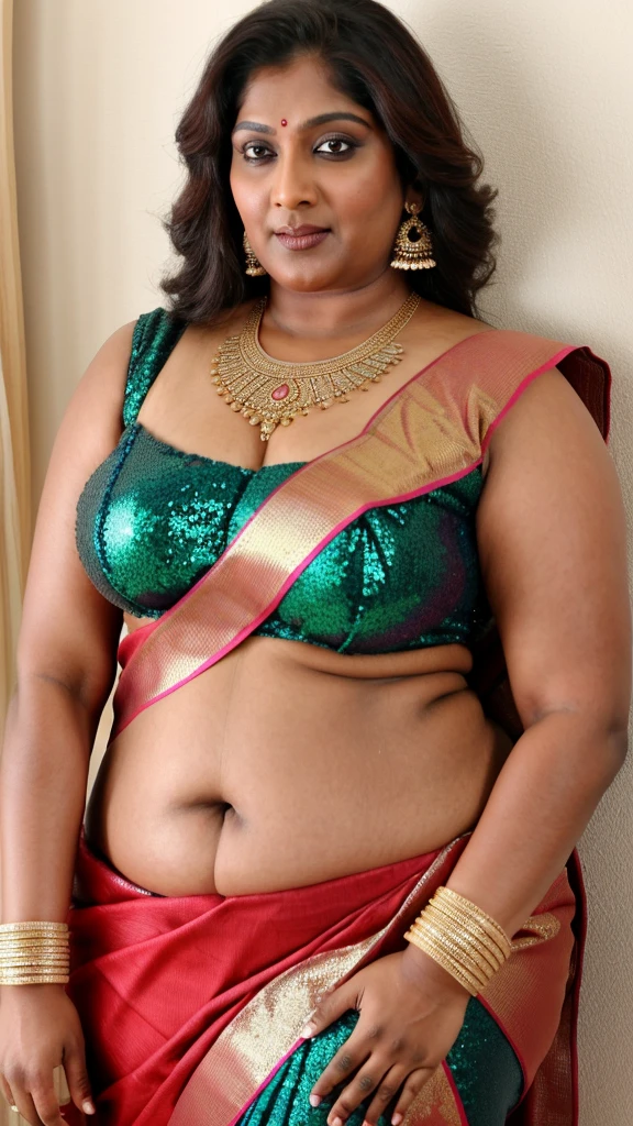 Sexy fat plus size indian bhabhi, 60 years old Woman, big Indian mommy, horny mommy, hot Amma, big Indian aunty bhabhi, wide body , heavy figure, sleeveless blouse, desi hot aunty, looks like Nivetha Thomas, wearing sleeveless saree blouse, sexy sequin saree, bold saree fashion, bong saree fashion, bold hot photoshoot, sexy sequin saree, she has fleshy arms and fat wide belly, sexy armpits, showing her attractive fleshy figure, high quality skin, skin pores, skin texture, deep juicy navel, sexy navel folds, fleshy figure, jiggly belly, hyper realistic skin, RAW Foto, thick juicy figure, 