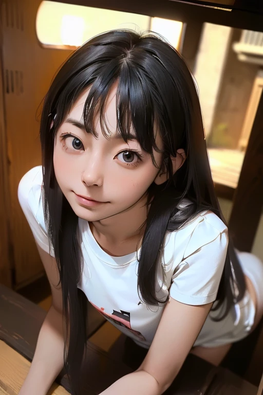 (((masterpiece))),(((High resolution)))、(((8k)))、(((Perfect Face)))、(((The Beauty of Japan)))、Age 25、((A simple T-shirt in a tight fit)), Looking at the camera, (Top quality eyes), Detailed face, Detailed Texture, Looking at the camera
