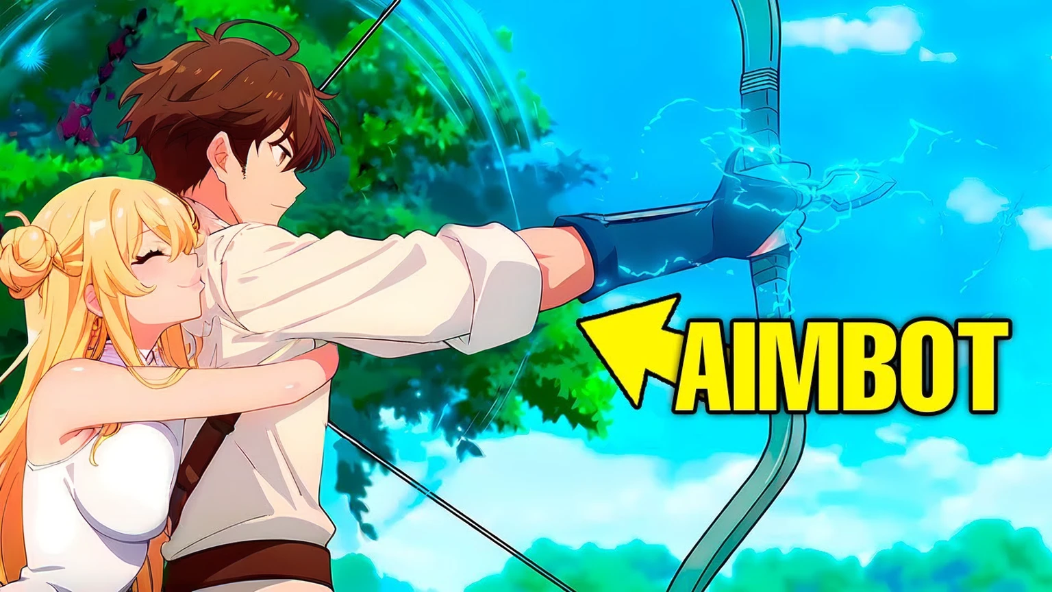 a woman with black hair and black clothes and a man with white hair white black clothes are hugging each other while holding a bow and arrow, anime men with bow and arrow, aiming, anime fencer, aiming at bow and arrow, wielding a bow, archer boy, epic anime style, anime style , trigger Anime art style, archer bow, anime photo, anime style, Anime art style