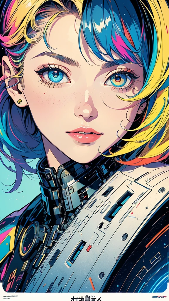 (((masterpiece, highest quality))),(((solo:1.2))),(((1girl:1.2))),32k wallpaper, very detailed, poster, vintage science fiction,(((((geometric cinematic movie poster))))), (bauhaus), shape,(((abstract))),(mid century modern),movie poster,(((((portfolio))))),(((((Close-up))))),(((((bust up))))),((((more various angle)))),(((highlight))),Vast landscape,((((heterochromia)))),(((complete. detailed face))),(((Extremely talented))),(((most complecated machine))),Colorful color scheme