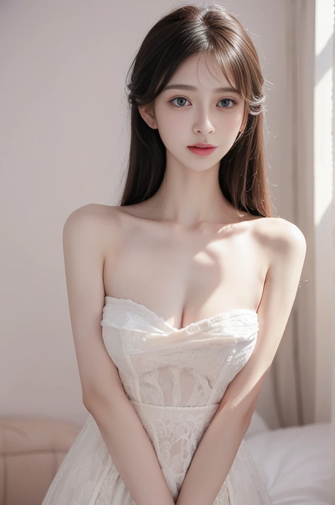 (high details:1.4)、(surrealism:1.4)、(soft lighting:1.05)、32,000、1 woman、realistic lighting、face lighting、ray tracing、(brightened light:1.2)、(improve quality:1.4)、(Realistic textured skin of the highest quality:1.4)、original photo, lifelike, full body woman love, bed, soggy, big bust, stylish hairstyle, pale skin, black eye, pink lips, (Beloved), (:1.1), ~Through, detailed background, detailed face, delicate eyes, good hair, Anatomically correct body, elastic skin, make up, masterpiece