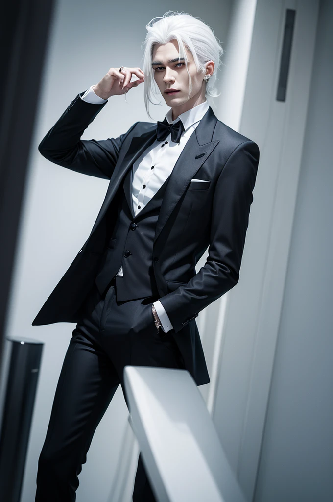 Vampire with white hair and suit