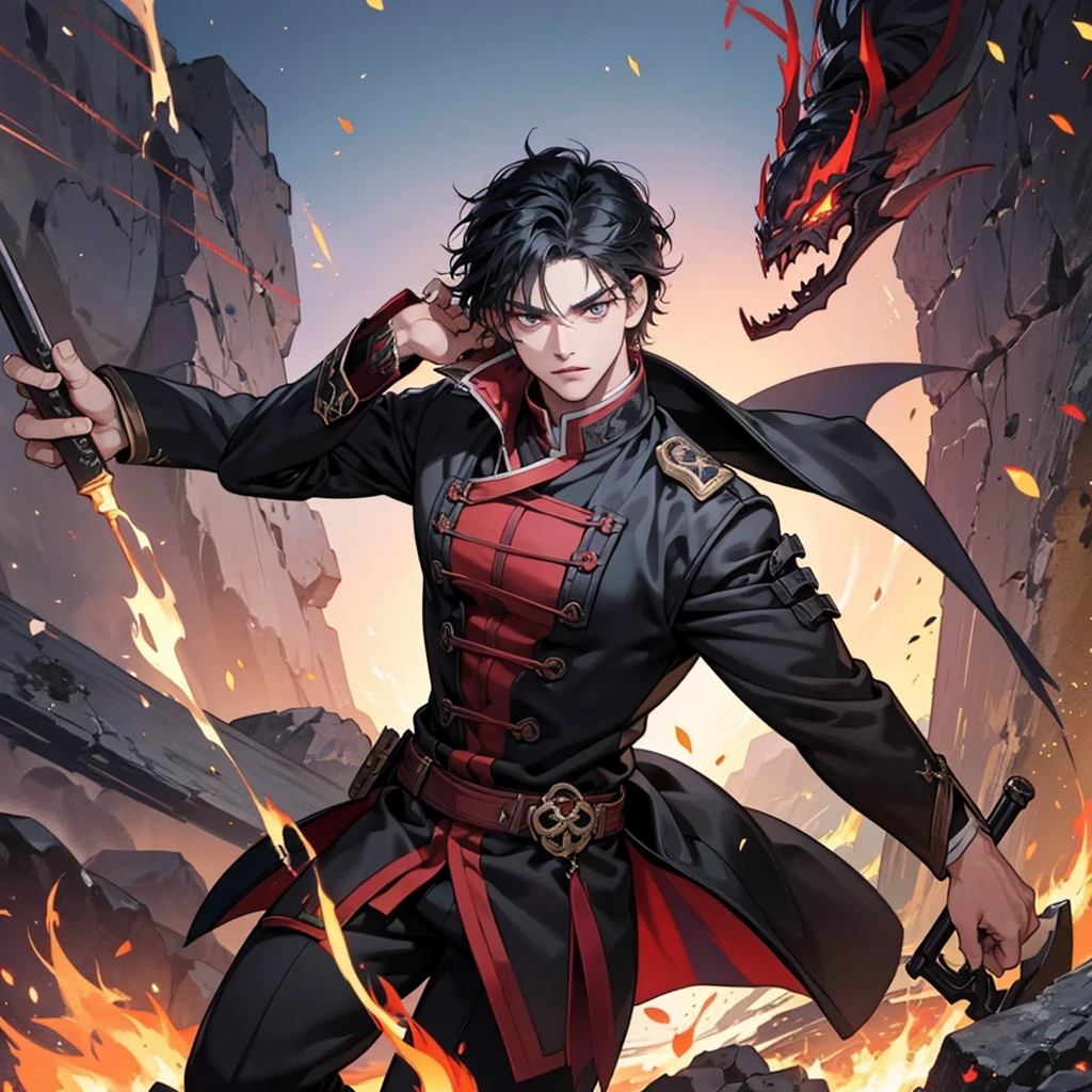 1 handsome demon slayer, weapon, manly, handsome, weapon, tattoo, flame, demon slayer, 8k, hd, unreal engine, 