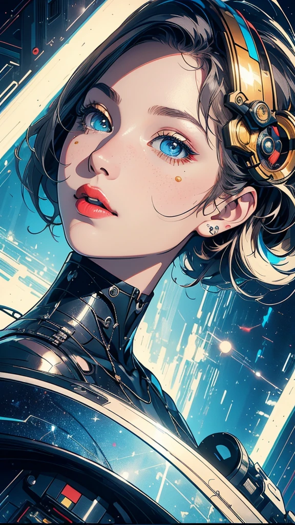 (((masterpiece, highest quality))),(((solo:1.2))),(((1girl:1.2))),32k wallpaper, very detailed, poster, vintage science fiction,(((((geometric cinematic movie poster))))), (bauhaus), shape,(((abstract))),(mid century modern),movie poster,(((((portfolio))))),(((((Close-up))))),(((((bust up))))),((((more various angle)))),(((highlight))),Vast landscape,((((heterochromia)))),(((complete. detailed face))),(((Extremely talented))),(((most complecated machine))),Colorful color scheme