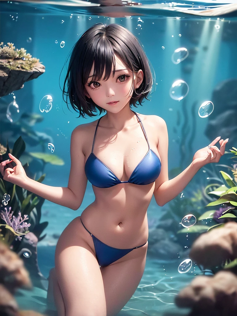 Beautiful girl,sexy lady, blue light bikini girl, camel toe,
short hair black, Underwater, sea water, wet, ดำน้ำทะเล,