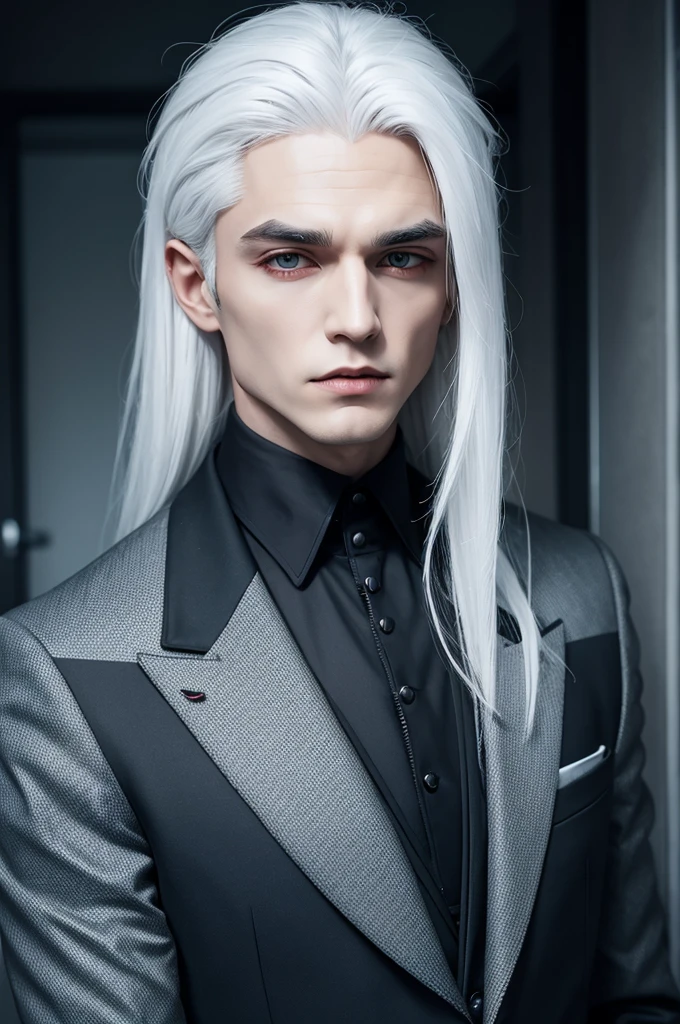 Vampire with white hair and suit