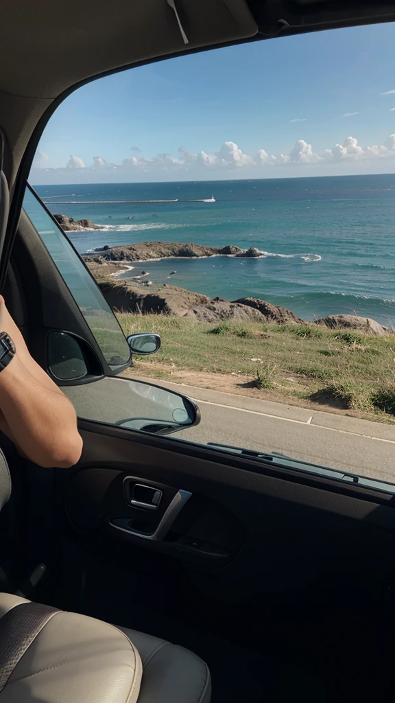 Sea view from my car with my partner