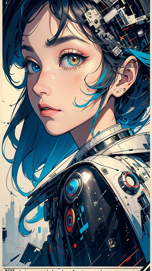 (((masterpiece, highest quality))),(((solo:1.2))),(((1girl:1.2))),32k wallpaper, very detailed, poster, vintage science fiction,(((((geometric cinematic movie poster))))), ((((bauhaus), shape,(((abstract))),(mid century modern),movie poster))),(((((portfolio))))),(((((Close-up))))),(((((bust up))))),((((more various angle)))),(((highlight))),Vast landscape,((((heterochromia)))),(((complete. detailed face))),(((Extremely talented))),(((most complecated machine))),Colorful color scheme
