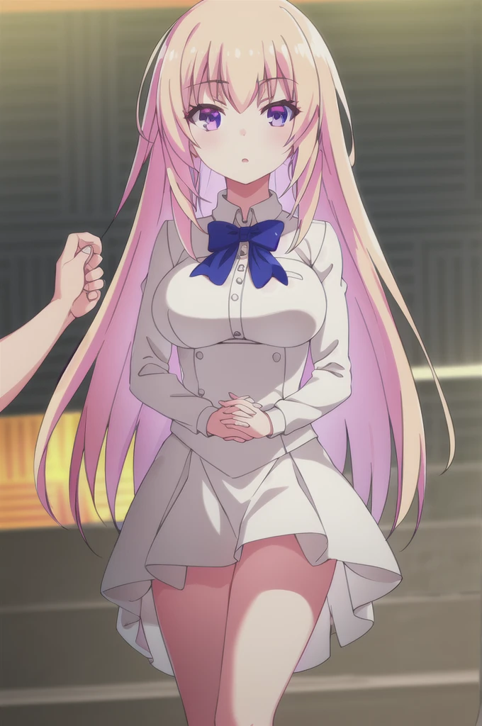 A girl,Long hair, Bangs, Pink Hair, Hair between the eyes, s eyes,蓝色s eyes:(1.5), (Large Breasts:1.2),
rest 锁骨, Wedding dress,veil,wedding,White Dress,Flowers,The skirt is broken,White socks,Tights,White knee socks,
Looking at the audience, whole body,
indoors, church,permanent,permanent,
rest (masterpiece:1.2), best quality, high resolution, Unity 8K wallpaper, (illustration:0.8), (美丽细致s eyes:1.6), Extremely detailed face, Perfect lighting, Extremely detailed CG, (Perfect hands, Perfect anatomical structure),