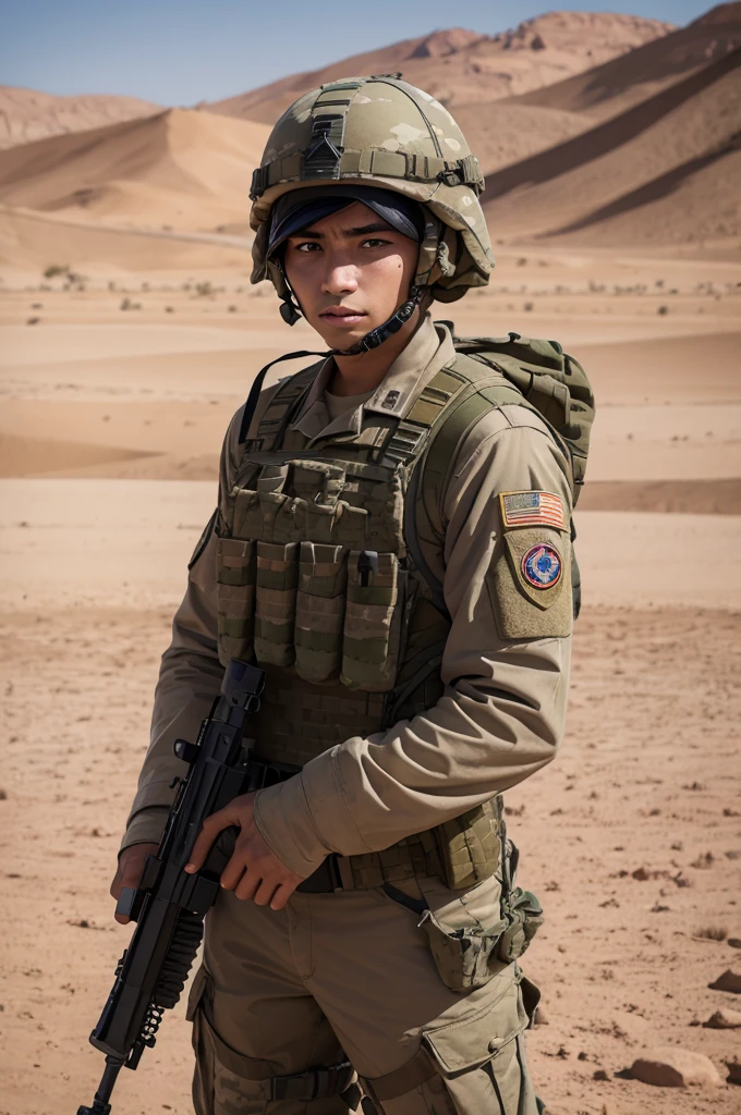A soldier in the desert