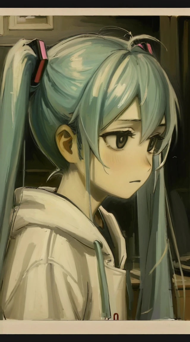 hatsune miku,best quality, aesthetic, by iwzry, by solipsist, 1girl, young girl