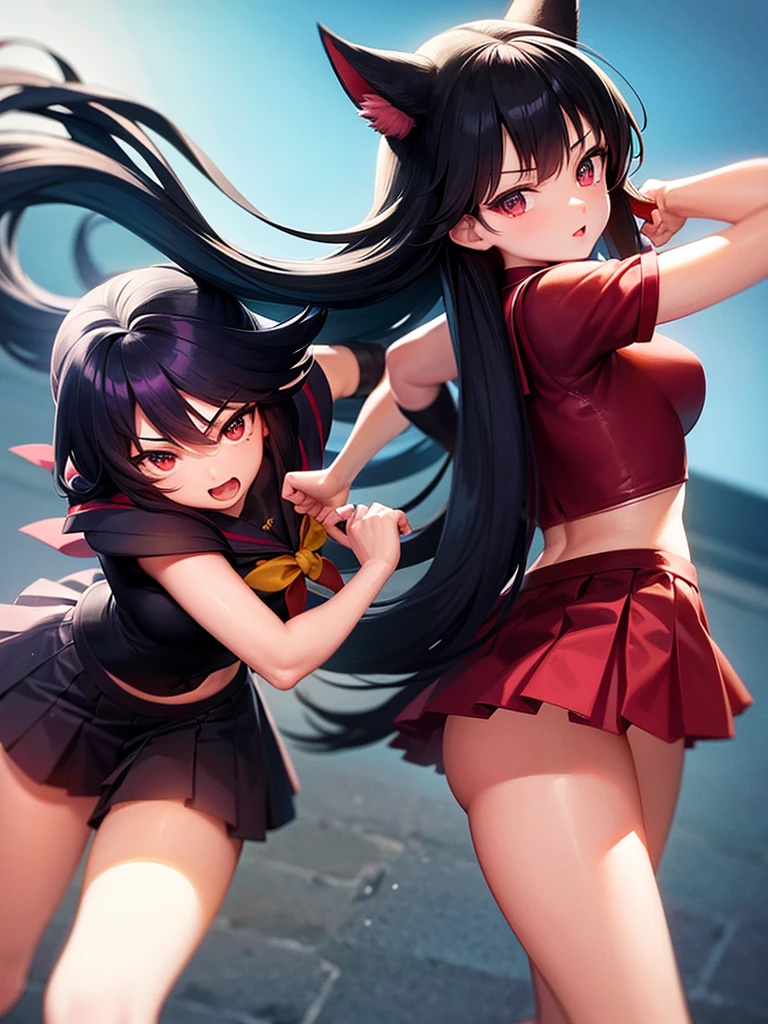 Fistfight、Fight、Sailor Mars、Black Hair、Long Hair、