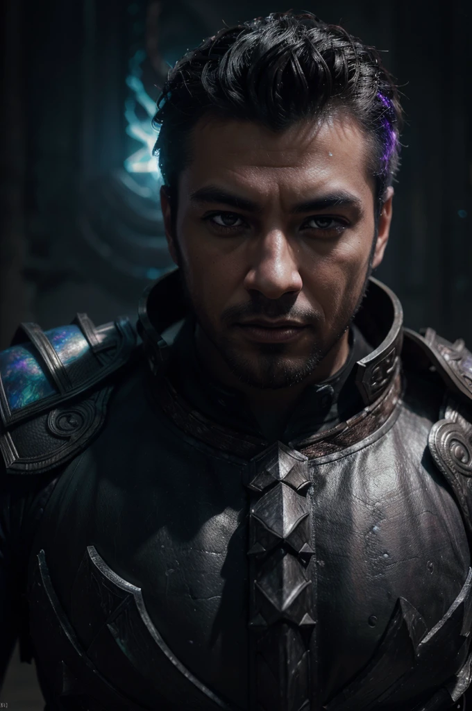 high detailed portrait of kassadin from league of legends, intricate detailed armor, glowing energy around him, dark mysterious background, dramatic lighting, vibrant colors, cinematic composition, octane render, hyper realistic, 8k, (best quality,8k,highres,masterpiece:1.2),ultra-detailed,(realistic,photorealistic,photo-realistic:1.37)