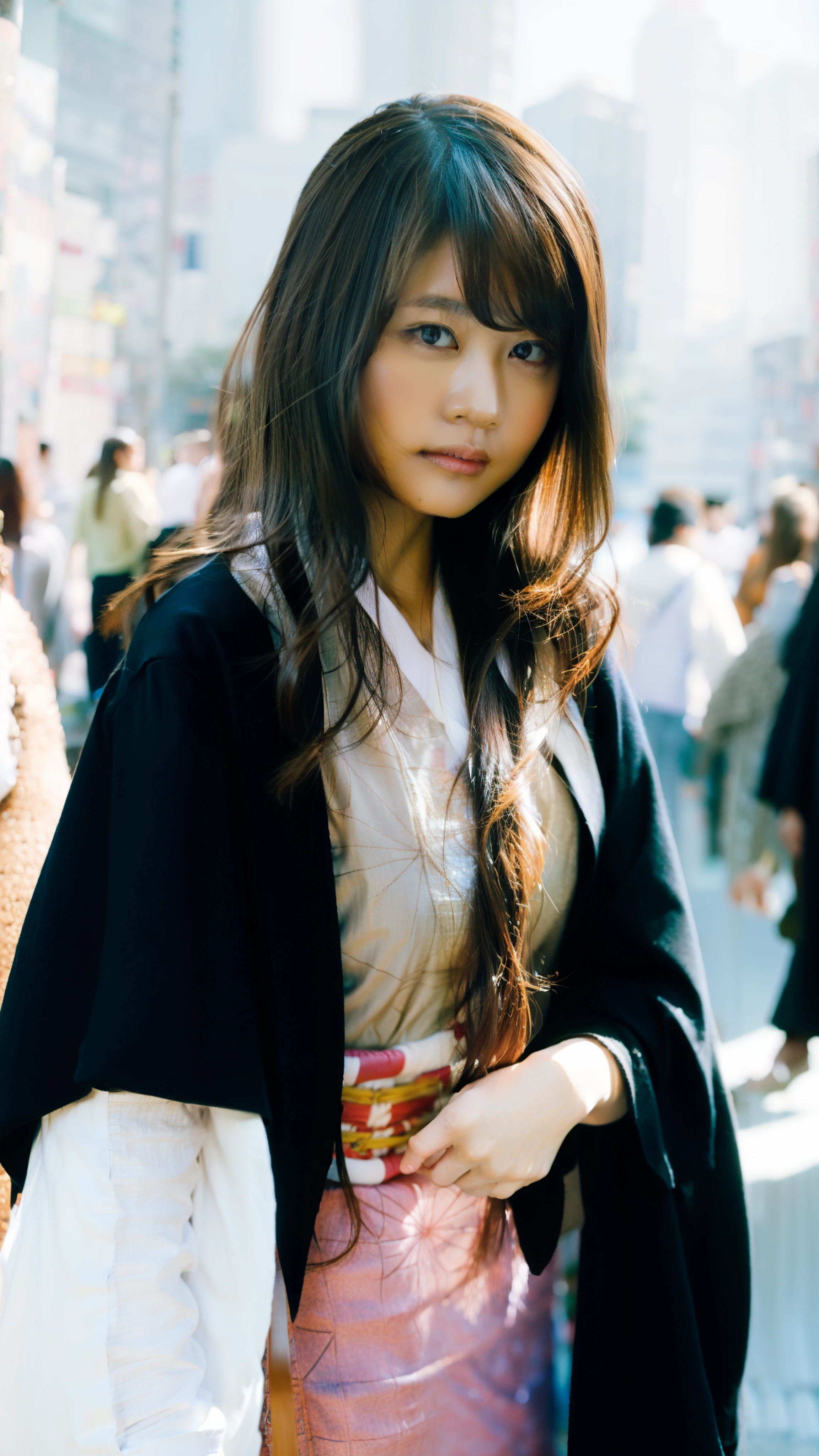 Cute Japanese woman, (), (Very cute face: 1.3), White moist skin, Looking at the camera, Melancholy expression,
BREAK,
Idol,
BREAK,
(Wearing cute kimono: 1.3), (Highly revealing kimono), Very large earrings, Short length,
BREAK,
(Fighting pose: 1.3),
BREAK,
(Long hair), (Pink hair: 1.2), (Wavy hair), (Gradient hair: 1.3), (Red hair at the ends),
BREAK,
(Realistic: 1.3), Masterpiece, Perfect lighting, (Ultra-high resolution), (8K), (Highly detailed: 1.4), (From the front), (Full body: 1.3), (Symmetrical: 1.2),
BREAK,
(Japanese city streets: 1.2),
BREAK,
(Demon Slayer: 1.4),
BREAK,
(Kasumi Arimura: 1.4),