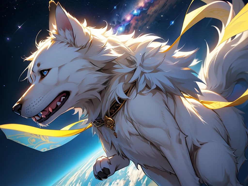 夜空を飛ぶかわいい仔dog、仔dog座に憧れ空を飛べるようになった仔dog、Stretch both front legs forward、Stretch both hind legs backwards、子dogが夜空に浮かぶ、Beautiful and sophisticated eyes、Beautiful and exquisite fur、Very elaborate eyes and face、仔dog、dog、Adorable、fluffy、star、star空、moon、Celestial Bodies、universe、Fantasy、dream-like、Shine、Cinematic lighting、Bright colors、Digital Painting、Concept Art、Photorealistic、8k、high quality、masterpiece