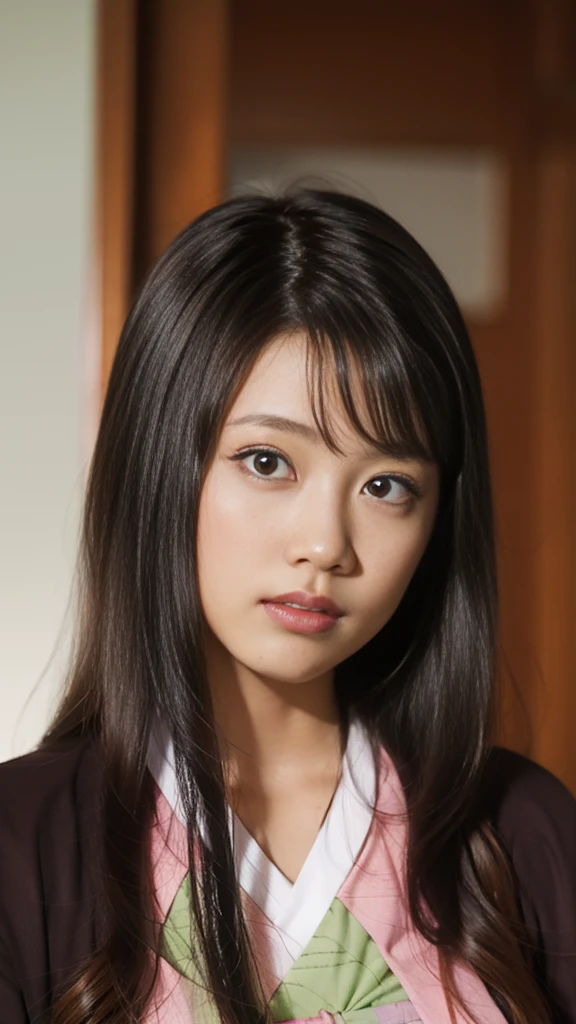 Cute Japanese woman, (16 years old), (Very cute face: 1.3), White moist skin, Looking at the camera, Melancholy expression,
BREAK,
Idol,
BREAK,
(Wearing cute kimono: 1.3), (Highly revealing kimono), Very large earrings, Short length,
BREAK,
(Fighting pose: 1.3),
BREAK,
(Long hair), (Pink hair: 1.2), (Wavy hair), (Gradient hair: 1.3), (Red hair at the ends),
BREAK,
(Realistic: 1.3), Masterpiece, Perfect lighting, (Ultra-high resolution), (8K), (Highly detailed: 1.4), (From the front), (Full body: 1.3), (Symmetrical: 1.2),
BREAK,
(Japanese city streets: 1.2),
BREAK,
(Demon Slayer: 1.4),
BREAK,
(Kasumi Arimura: 1.4),