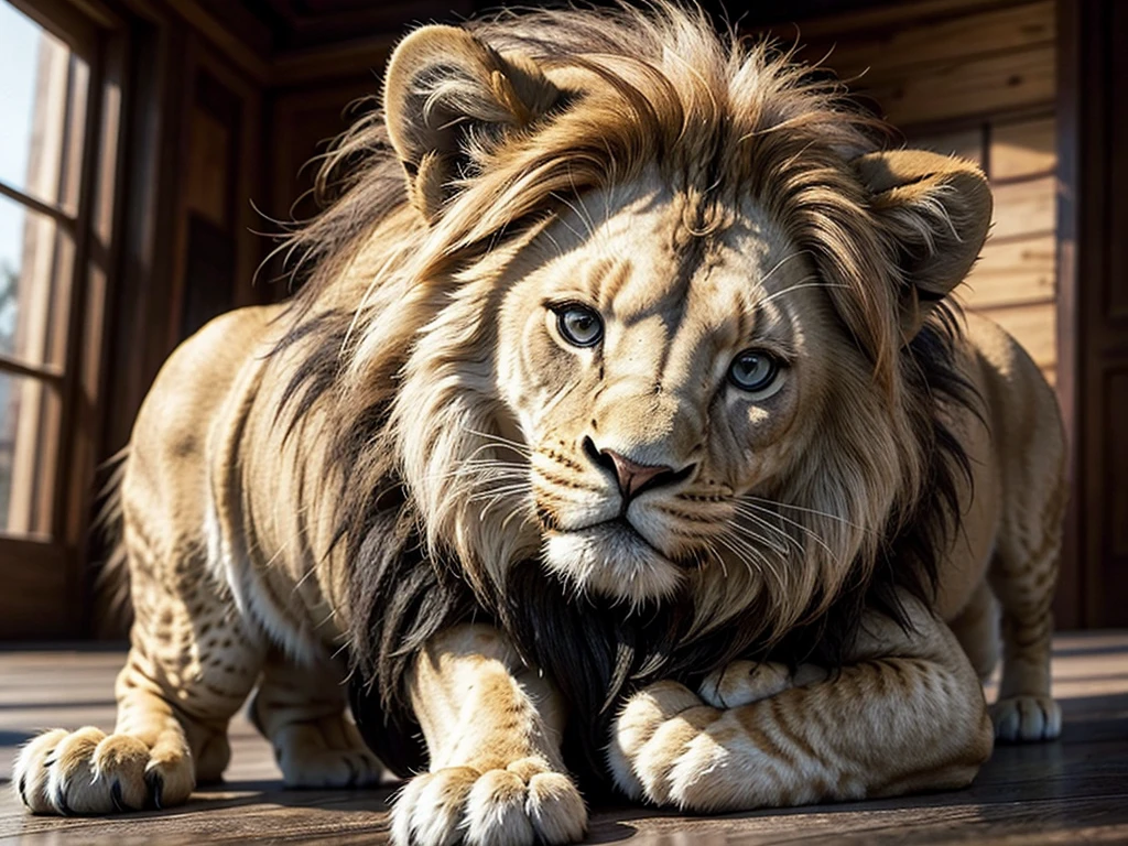 I want a baby lion wearing a king&#39;s crown holding a cell phone. 